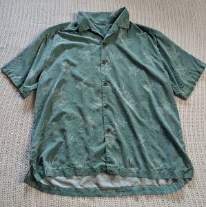 Tommy Bahama Shirt Mens XL Green Hawaiian Button Up Camp Floral Silk Beach
